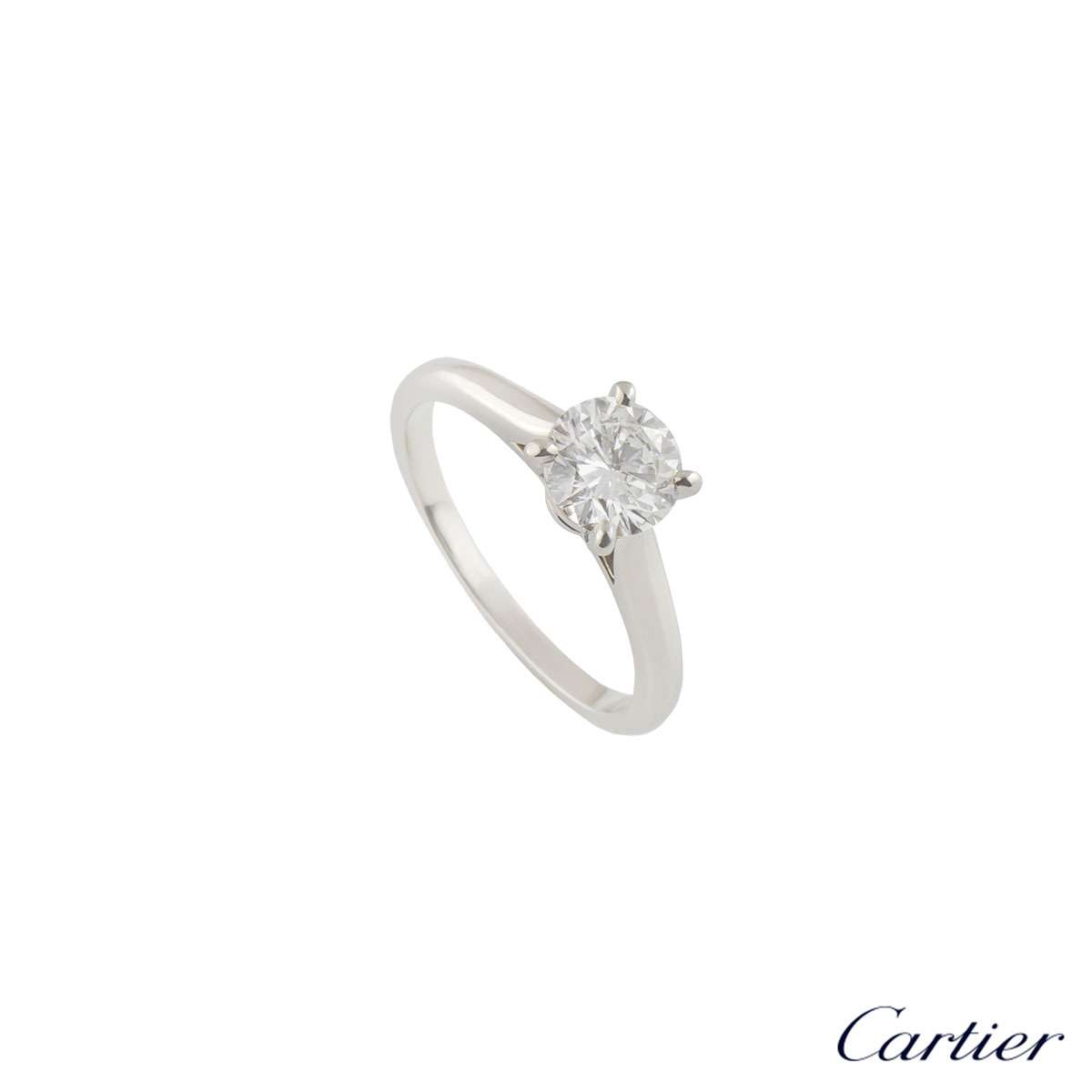 Cartier Platinum 1895 Diamond Ring 0.85ct E/VS1 | Rich Diamonds
